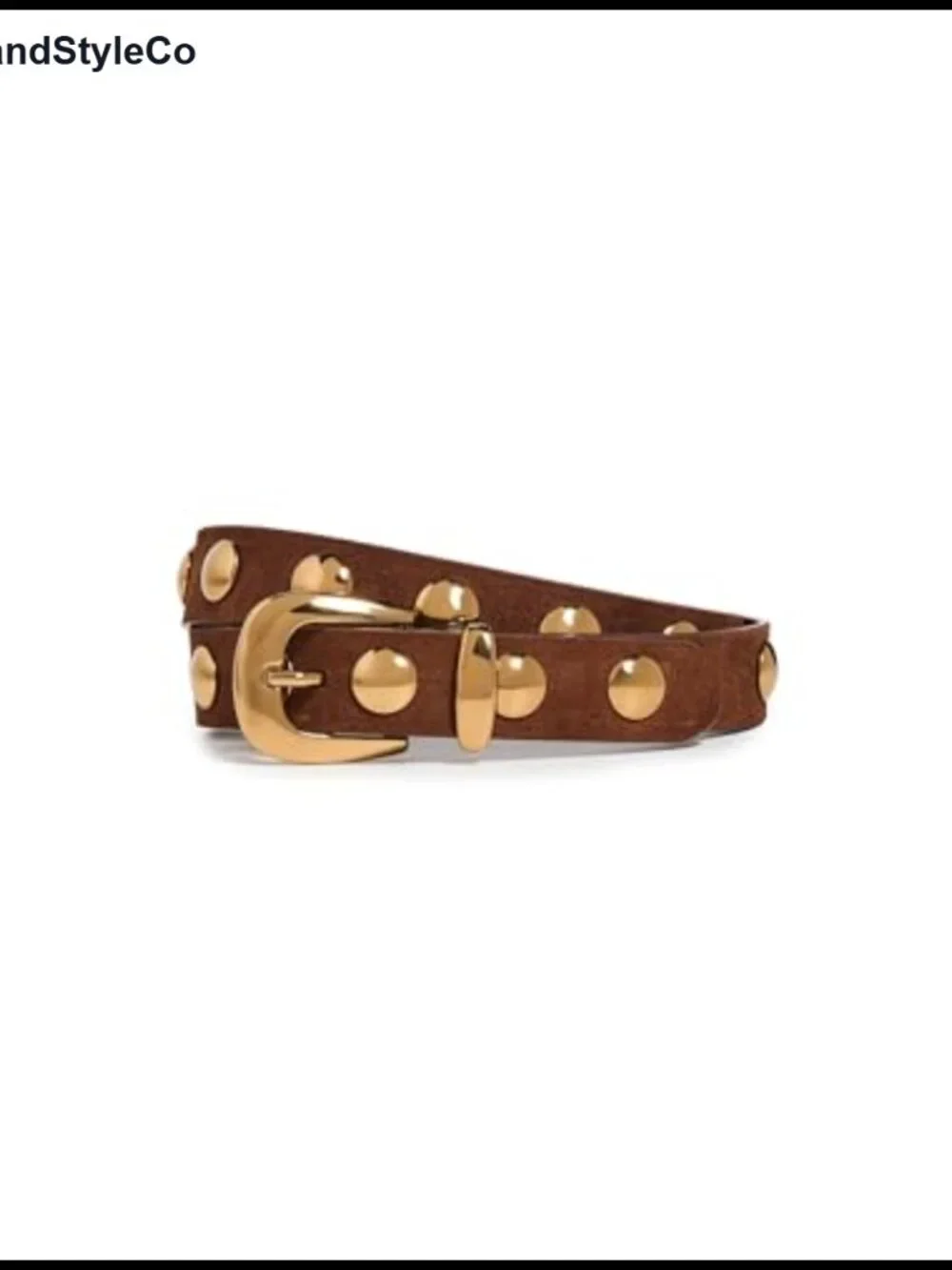 Studded Western Belt Suede Cowhide Leather Buckle Gold Hardware